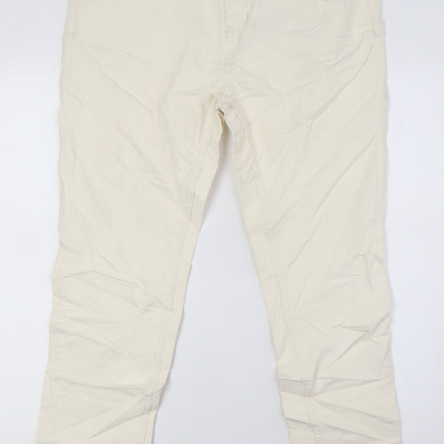 Marks and Spencer Womens Ivory Cotton Straight Jeans Size 14 L27 in Regular Zip