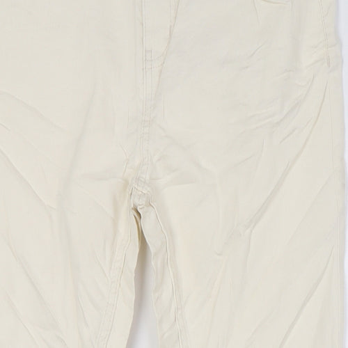 Marks and Spencer Womens Ivory Cotton Straight Jeans Size 14 L27 in Regular Zip