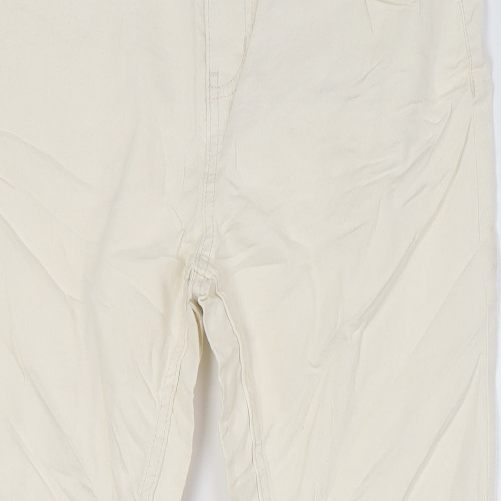 Marks and Spencer Womens Ivory Cotton Straight Jeans Size 14 L27 in Regular Zip