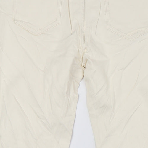 Marks and Spencer Womens Ivory Cotton Straight Jeans Size 14 L27 in Regular Zip