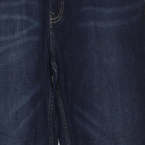 Marks and Spencer Mens Blue Cotton Straight Jeans Size 36 in L33 in Slim Zip