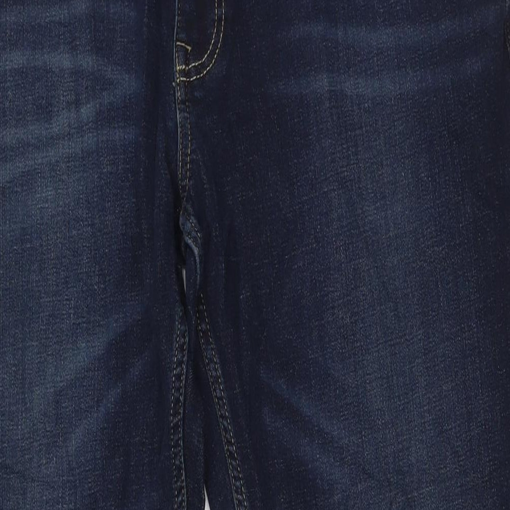Marks and Spencer Mens Blue Cotton Straight Jeans Size 36 in L33 in Slim Zip