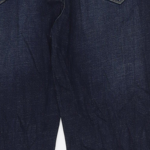 Marks and Spencer Mens Blue Cotton Straight Jeans Size 36 in L33 in Slim Zip