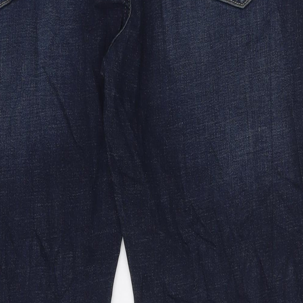 Marks and Spencer Mens Blue Cotton Straight Jeans Size 36 in L33 in Slim Zip