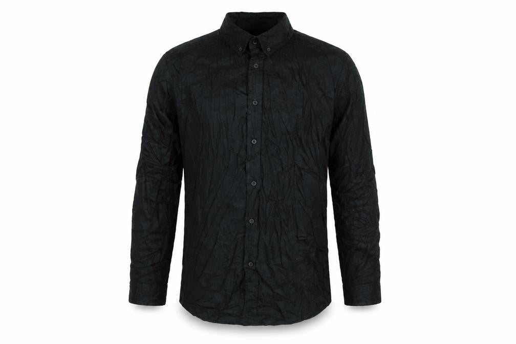 Front view of Marks & Spencer men’s green cotton button-up, size M, collared button