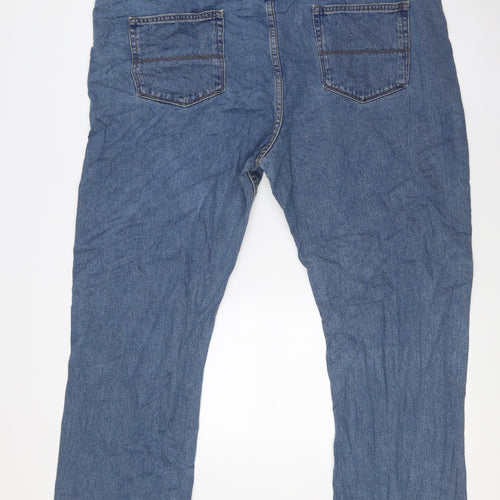 Marks and Spencer Mens Blue Cotton Straight Jeans Size 44 in L30 in Regular Zip