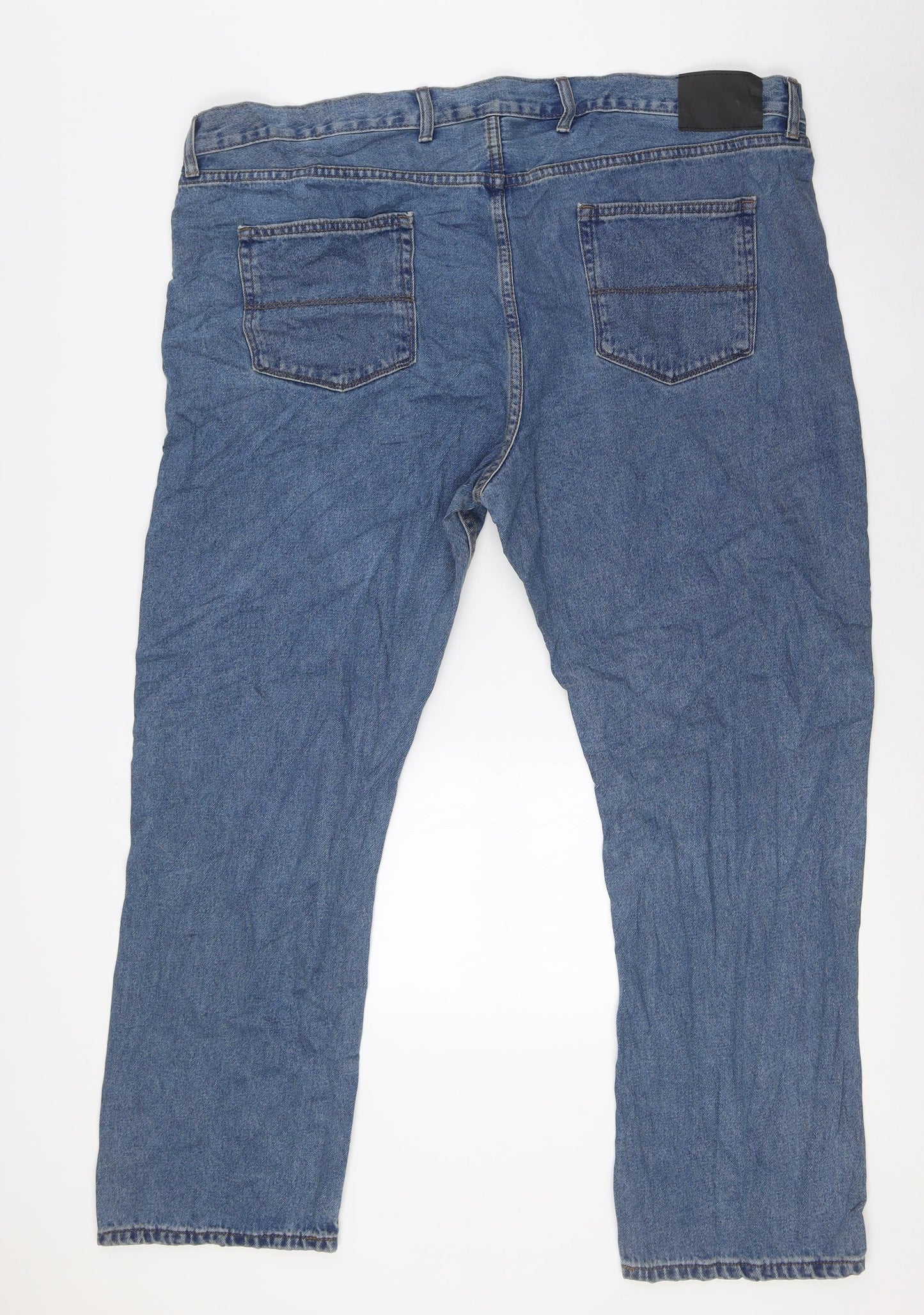 Marks and Spencer Mens Blue Cotton Straight Jeans Size 44 in L30 in Regular Zip
