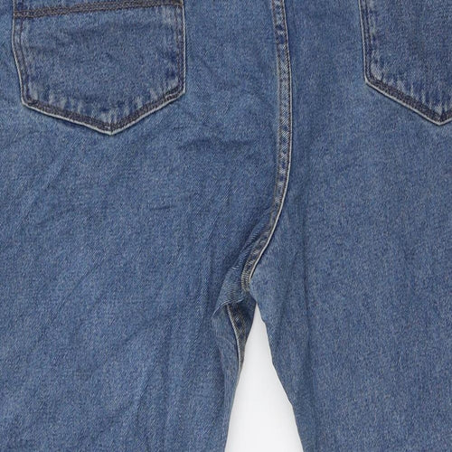 Marks and Spencer Mens Blue Cotton Straight Jeans Size 44 in L30 in Regular Zip