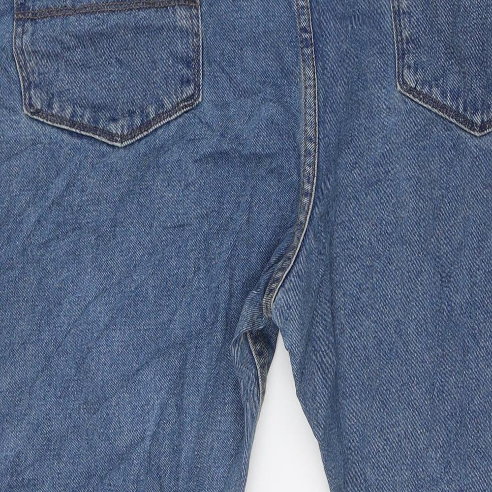 Marks and Spencer Mens Blue Cotton Straight Jeans Size 44 in L30 in Regular Zip