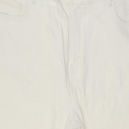 Marks and Spencer Womens Ivory Cotton Straight Jeans Size 20 L29 in Slim Zip
