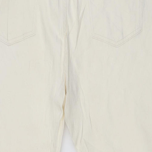 Marks and Spencer Womens Ivory Cotton Straight Jeans Size 20 L29 in Slim Zip