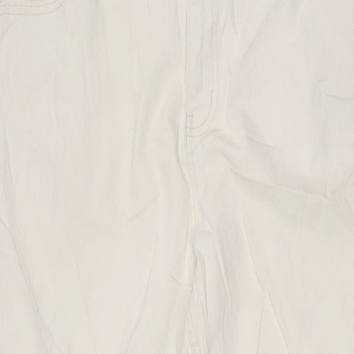 Marks and Spencer Womens Ivory Cotton Straight Jeans Size 20 L29 in Slim Zip