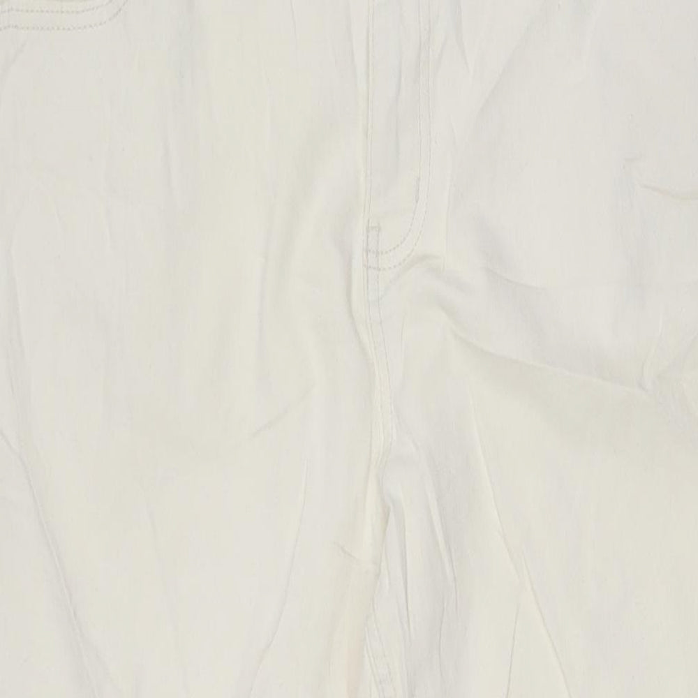 Marks and Spencer Womens Ivory Cotton Straight Jeans Size 20 L29 in Slim Zip