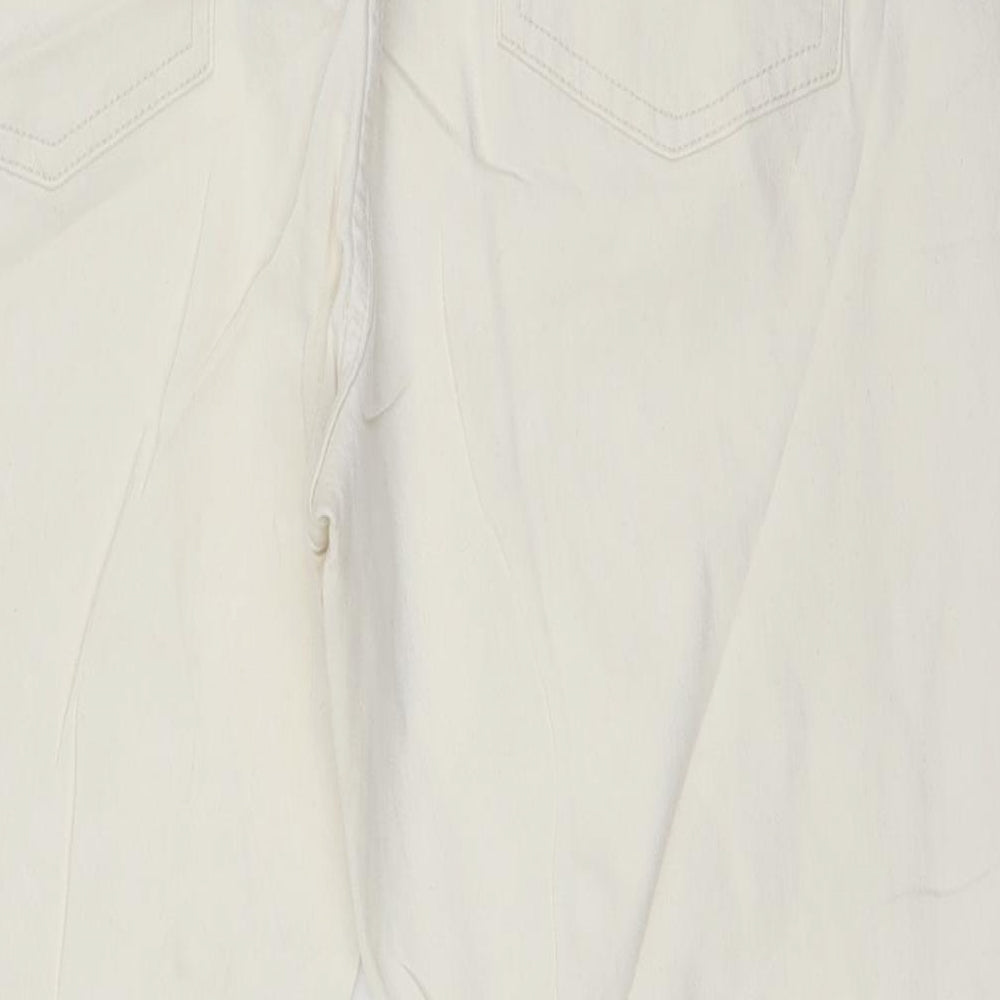 Marks and Spencer Womens Ivory Cotton Straight Jeans Size 20 L29 in Slim Zip