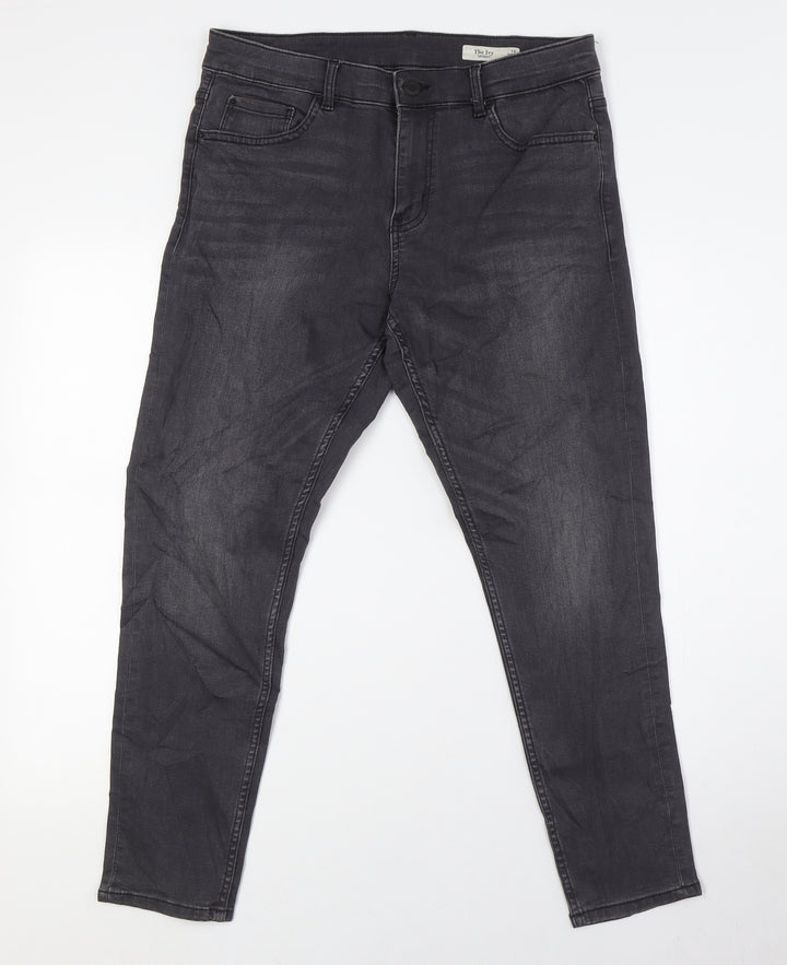 Marks and Spencer Womens Grey Cotton Skinny Jeans Size 12 L27 in Slim Zip