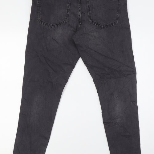 Marks and Spencer Womens Grey Cotton Skinny Jeans Size 12 L27 in Slim Zip