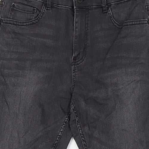 Marks and Spencer Womens Grey Cotton Skinny Jeans Size 12 L27 in Slim Zip