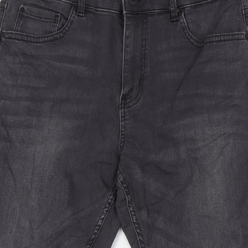 Marks and Spencer Womens Grey Cotton Skinny Jeans Size 12 L27 in Slim Zip