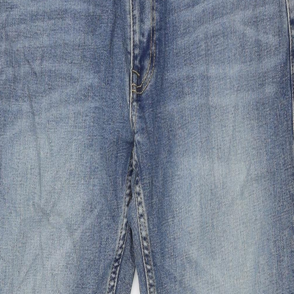 Marks and Spencer Mens Blue Cotton Straight Jeans Size 32 in L31 in Slim Zip