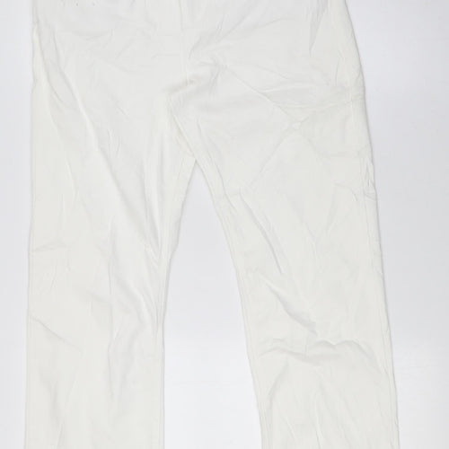 Marks and Spencer Womens White Cotton Skinny Jeans Size 12 L31 in Regular Zip - Embellished Back Pockets