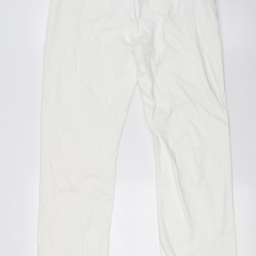 Marks and Spencer Womens White Cotton Skinny Jeans Size 12 L31 in Regular Zip - Embellished Back Pockets