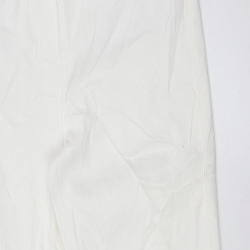 Marks and Spencer Womens White Cotton Skinny Jeans Size 12 L31 in Regular Zip - Embellished Back Pockets
