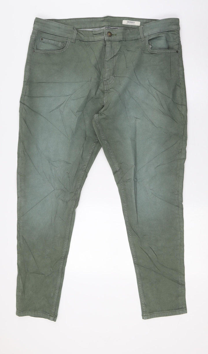 Marks and Spencer Womens Green Cotton Skinny Jeans Size 20 L29 in Regular Zip