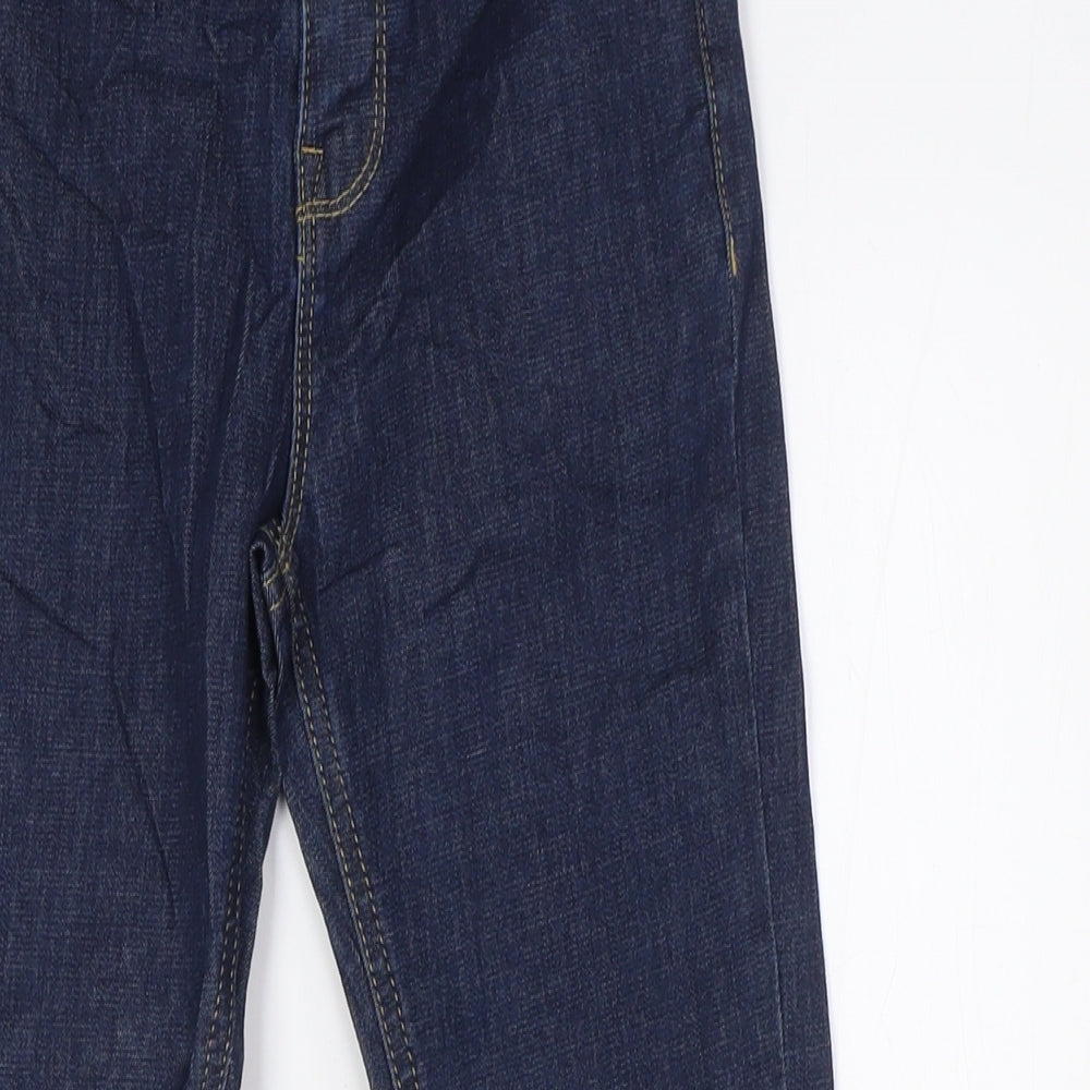 Marks and Spencer Boys Blue Cotton Straight Jeans Size 7-8 Years L23 in Regular Zip