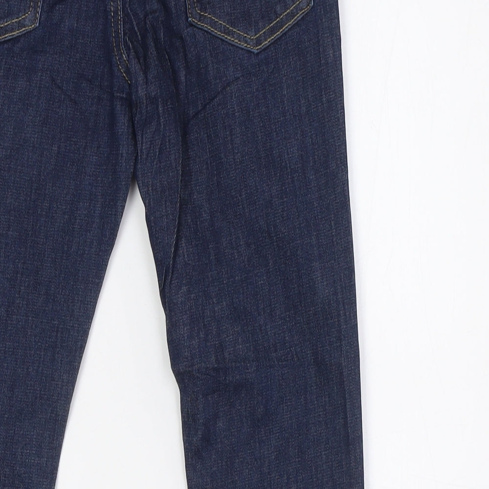 Marks and Spencer Boys Blue Cotton Straight Jeans Size 7-8 Years L23 in Regular Zip