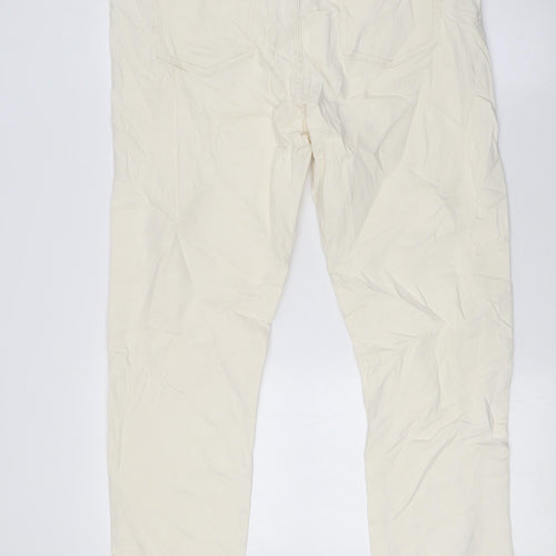 Marks and Spencer Womens Ivory Cotton Straight Jeans Size 14 L29 in Slim Zip