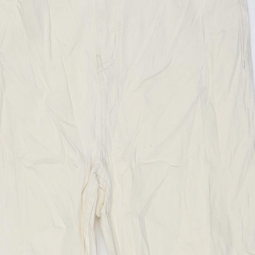 Marks and Spencer Womens Ivory Cotton Straight Jeans Size 14 L29 in Slim Zip