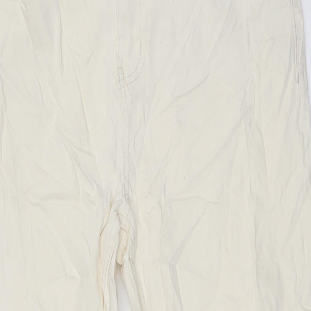 Marks and Spencer Womens Ivory Cotton Straight Jeans Size 14 L29 in Slim Zip