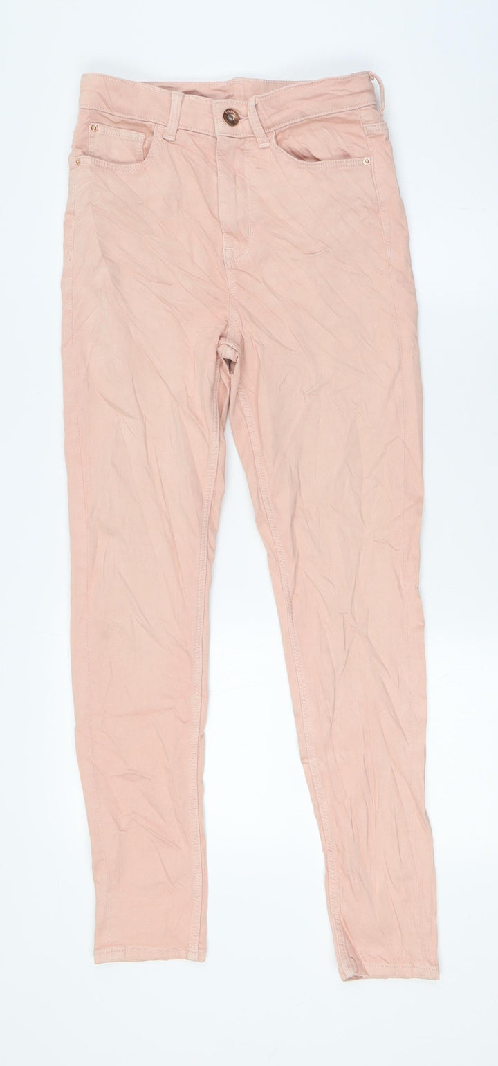 Marks and Spencer Womens Pink Cotton Skinny Jeans Size 8 L27 in Regular Zip