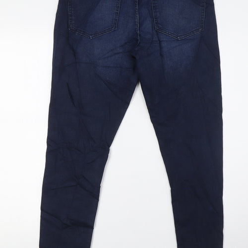Marks and Spencer Womens Blue Cotton Skinny Jeans Size 12 L29 in Regular Zip
