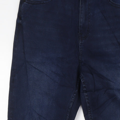 Marks and Spencer Womens Blue Cotton Skinny Jeans Size 12 L29 in Regular Zip