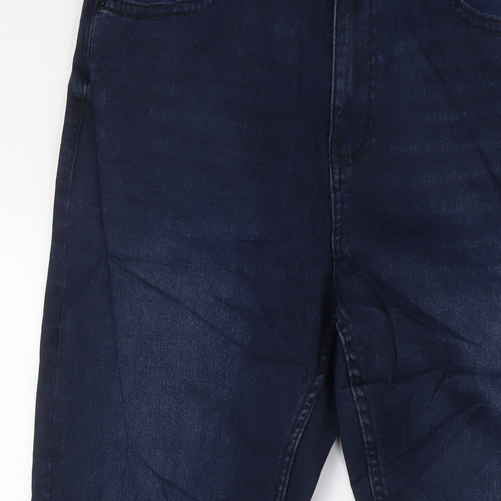 Marks and Spencer Womens Blue Cotton Skinny Jeans Size 12 L29 in Regular Zip