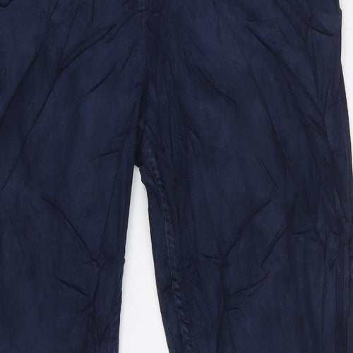 Marks and Spencer Womens Blue Cotton Trousers Size 14 L33 in Regular Zip