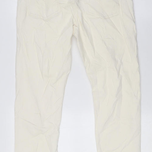 Marks and Spencer Womens Ivory Cotton Straight Jeans Size 12 L27 in Regular Zip