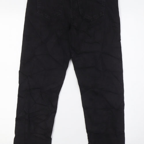 Marks and Spencer Womens Black Cotton Straight Jeans Size 8 L27 in Regular Zip