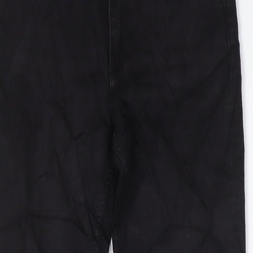 Marks and Spencer Womens Black Cotton Straight Jeans Size 8 L27 in Regular Zip