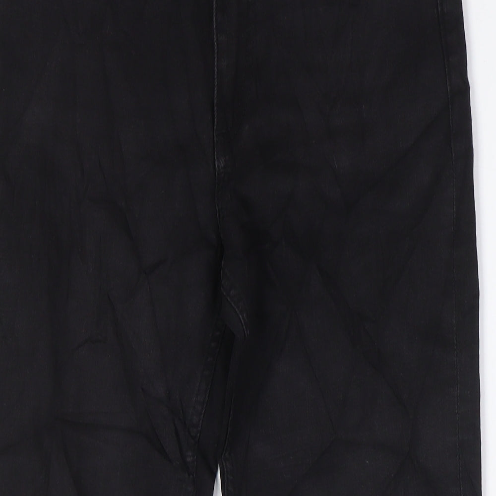 Marks and Spencer Womens Black Cotton Straight Jeans Size 8 L27 in Regular Zip
