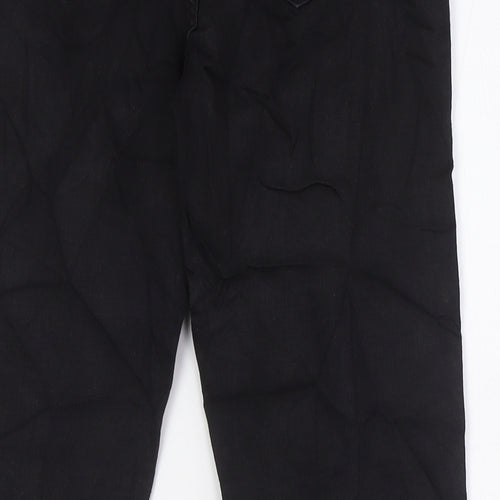 Marks and Spencer Womens Black Cotton Straight Jeans Size 8 L27 in Regular Zip