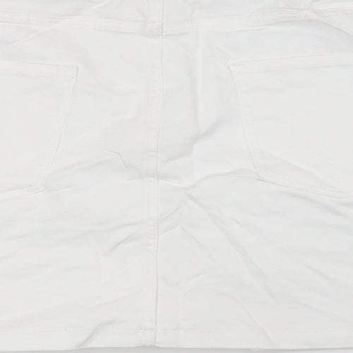 Marks and Spencer Womens White Cotton A-Line Skirt Size 24 Zip