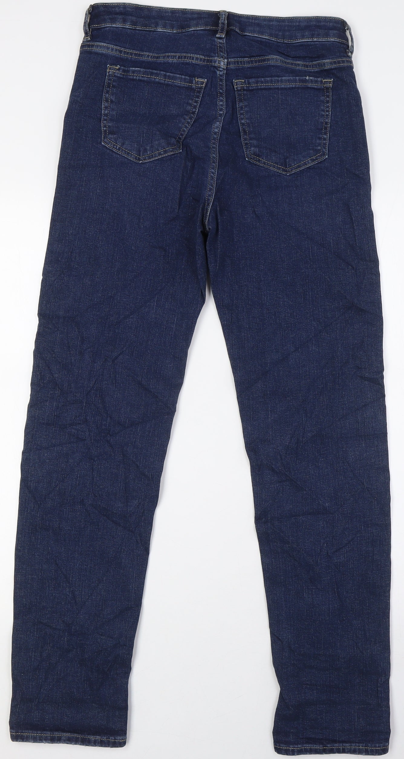 Marks and Spencer Womens Blue Cotton Skinny Jeans Size 6 L30 in Relaxed Zip