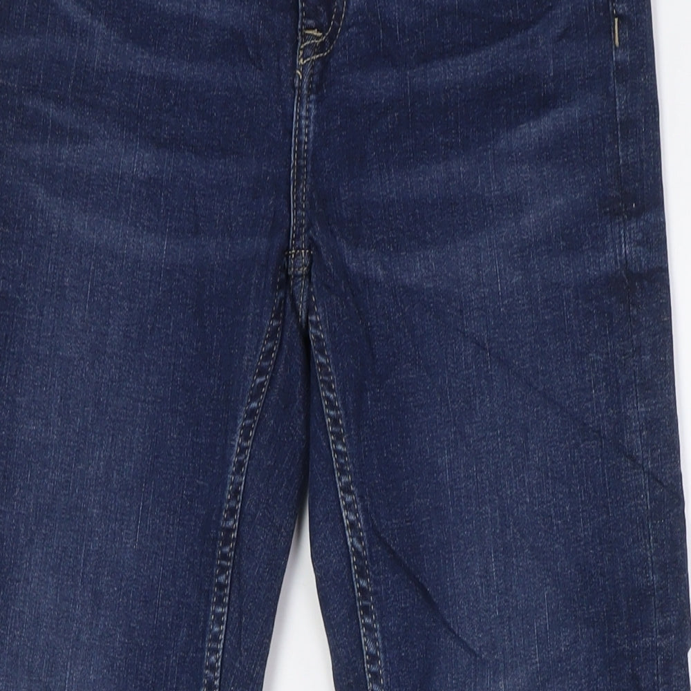 Marks and Spencer Womens Blue Cotton Skinny Jeans Size 6 L30 in Relaxed Zip