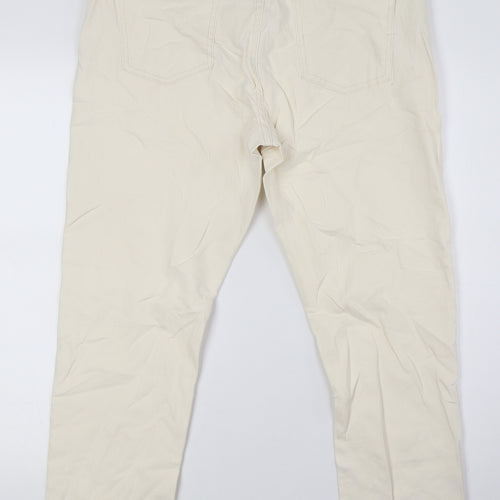 Marks and Spencer Womens Ivory Cotton Straight Jeans Size 16 L28 in Regular Zip