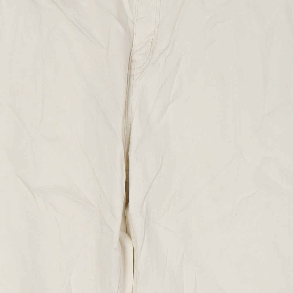 Marks and Spencer Womens Ivory Cotton Straight Jeans Size 16 L28 in Regular Zip