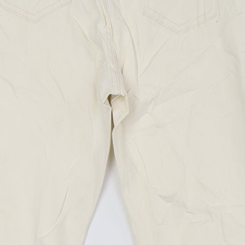 Marks and Spencer Womens Ivory Cotton Straight Jeans Size 16 L28 in Regular Zip