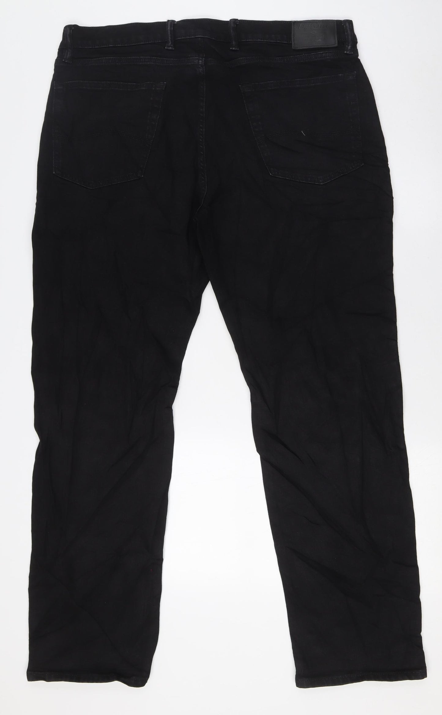 Marks and Spencer Mens Black Cotton Straight Jeans Size 38 in L31 in Regular Zip