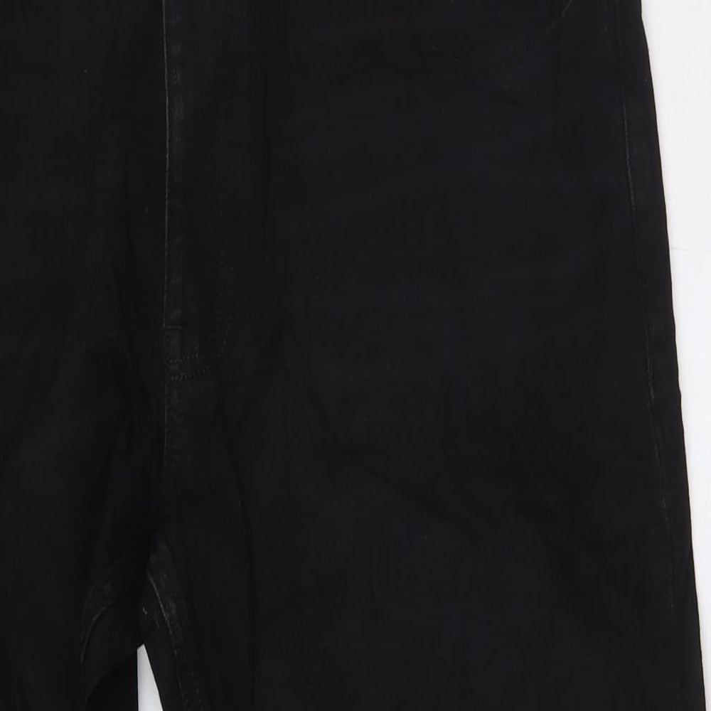 Marks and Spencer Mens Black Cotton Straight Jeans Size 38 in L31 in Regular Zip